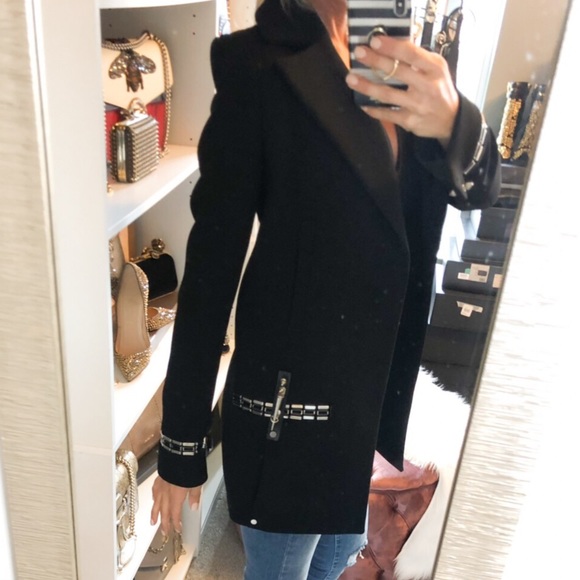 Anthony Vaccarello Black Long Embellished Coat 4 - Picture 2 of 7